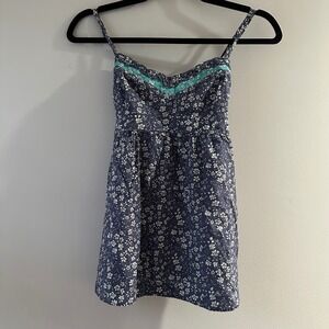 American Eagle Outfitters Blue Floral Mini Dress Spaghetti Straps S Y2K Vintage